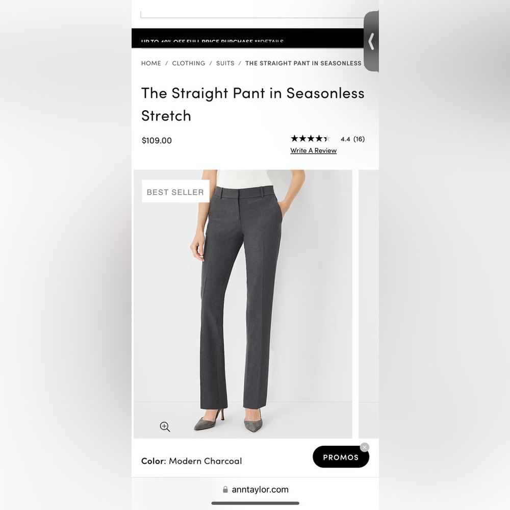 The straight pant in seasonless stretch modern charcoal pants